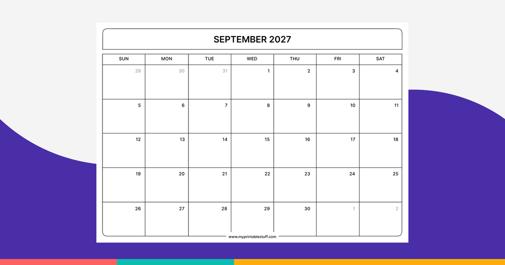 Printable September 2027 Calendar