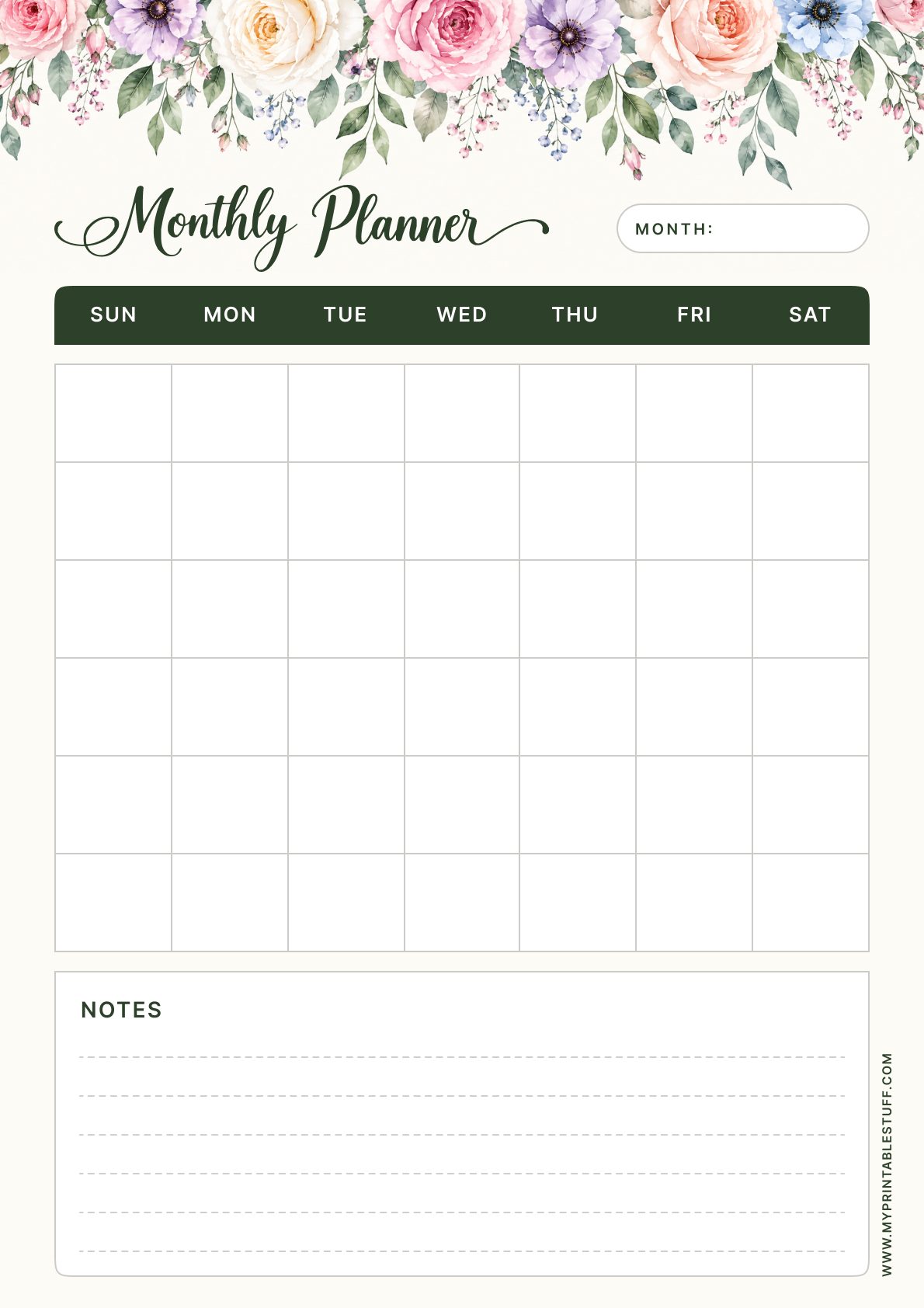 Free Printable Monthly Planner Templates (Modern, Aesthetic, PDF ...