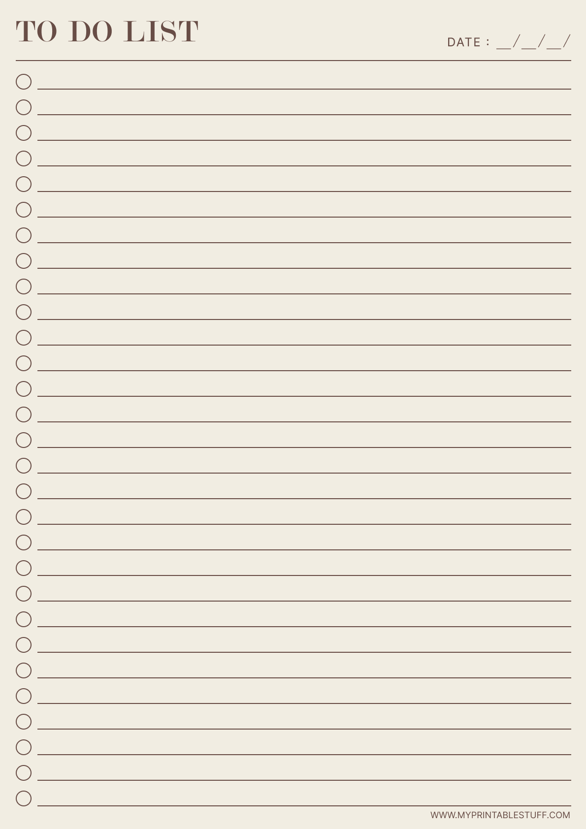 Printable Earthy Tone To-Do List Template Portrait