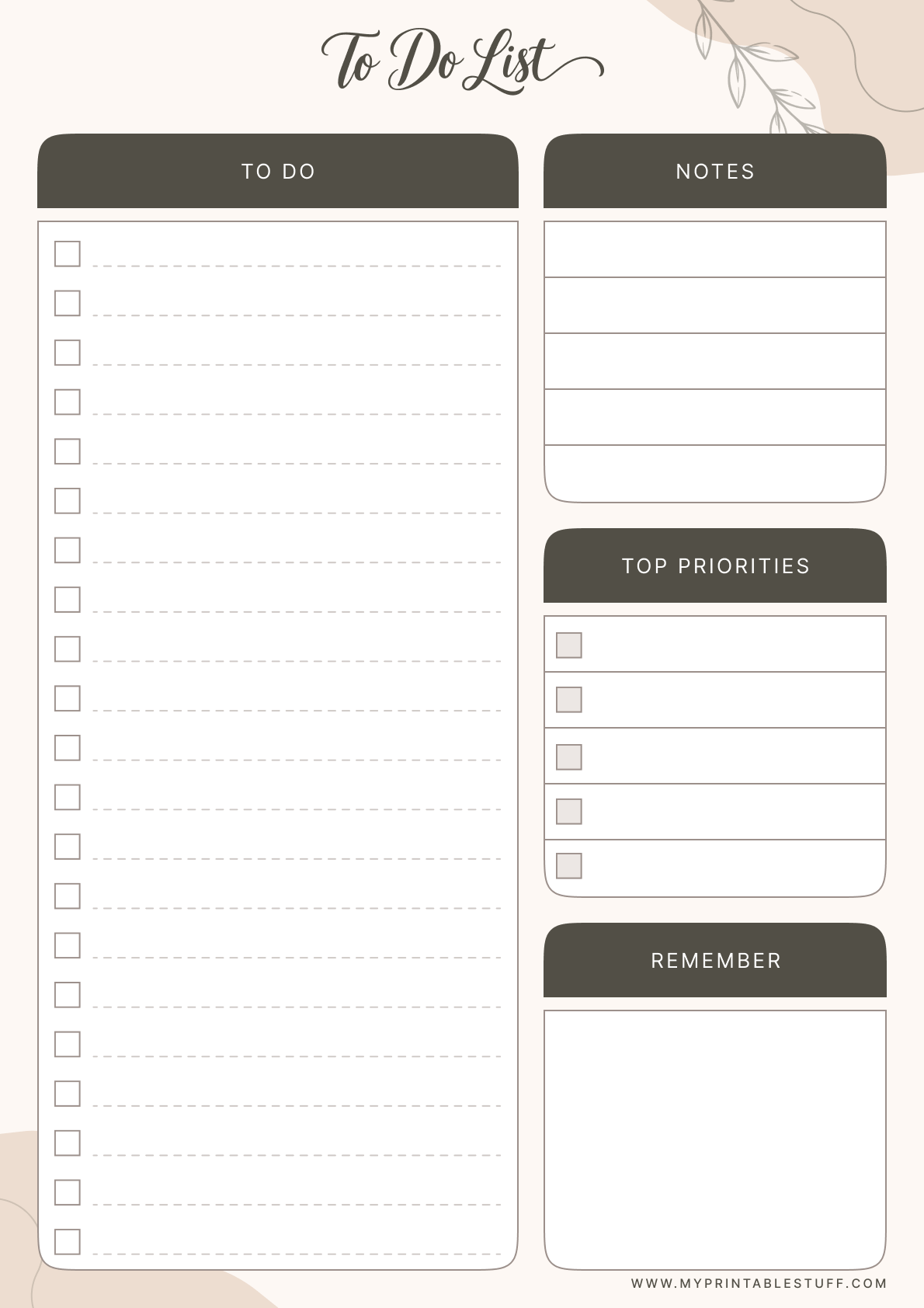 Printable Soft Elegance To-Do List Template Portrait