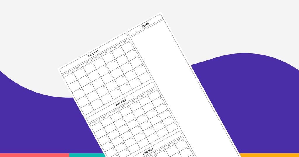 Printable April May June 2027Calendar
