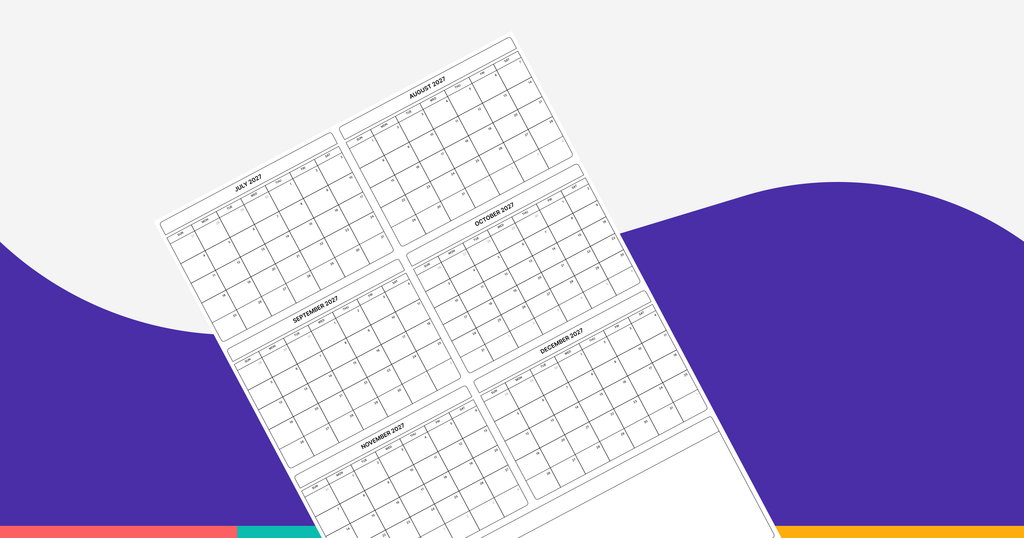 Printable July to December 2027 Calendar