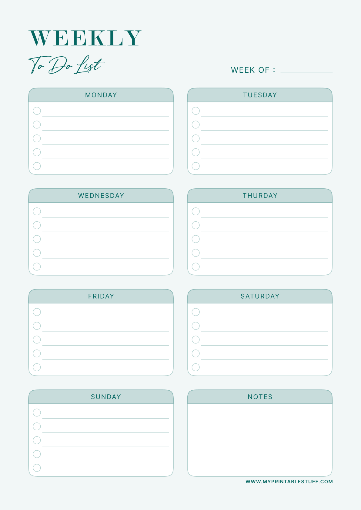 Printable Aesthetic Weekly To-Do List Template Portrait
