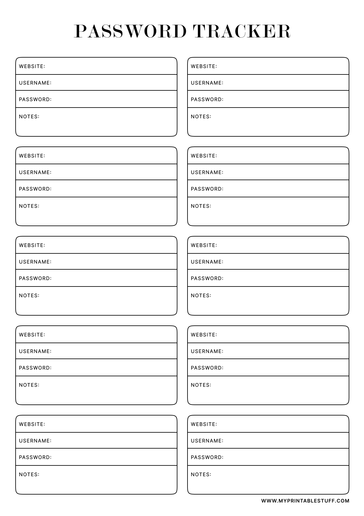 Free Printable Password Tracker Templates (Modern, Aesthetic, PDF ...