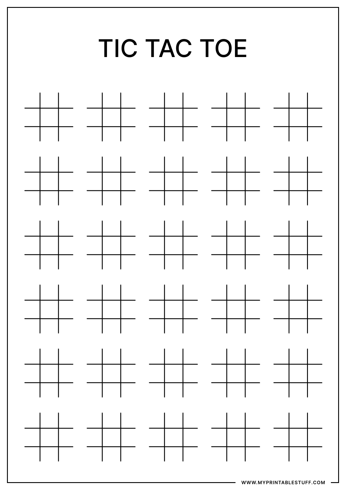 Printable Tic Tac Toe 5 X 6 Grid Portrait