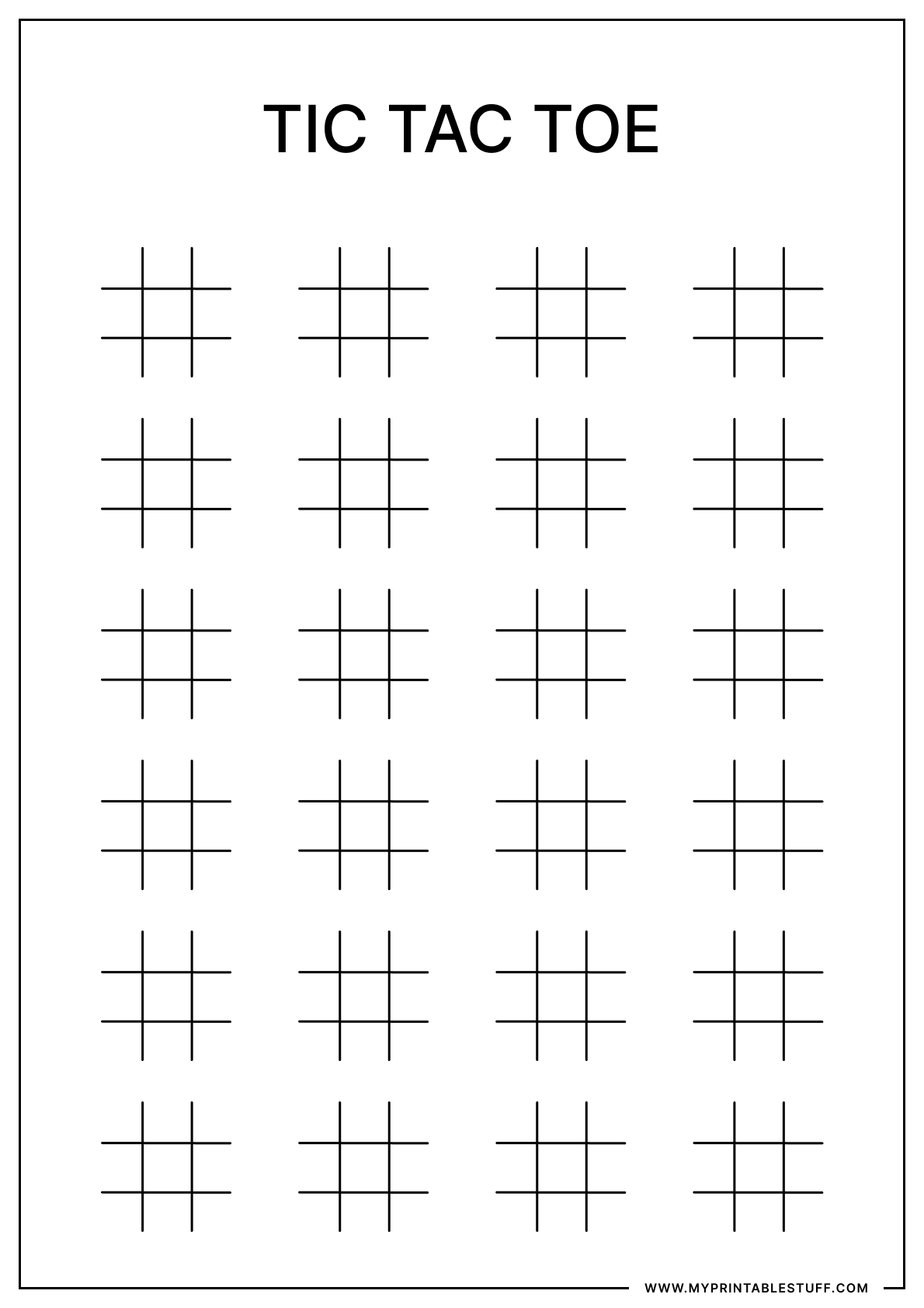 Printable Tic Tac Toe 4 X 6 Grid Portrait