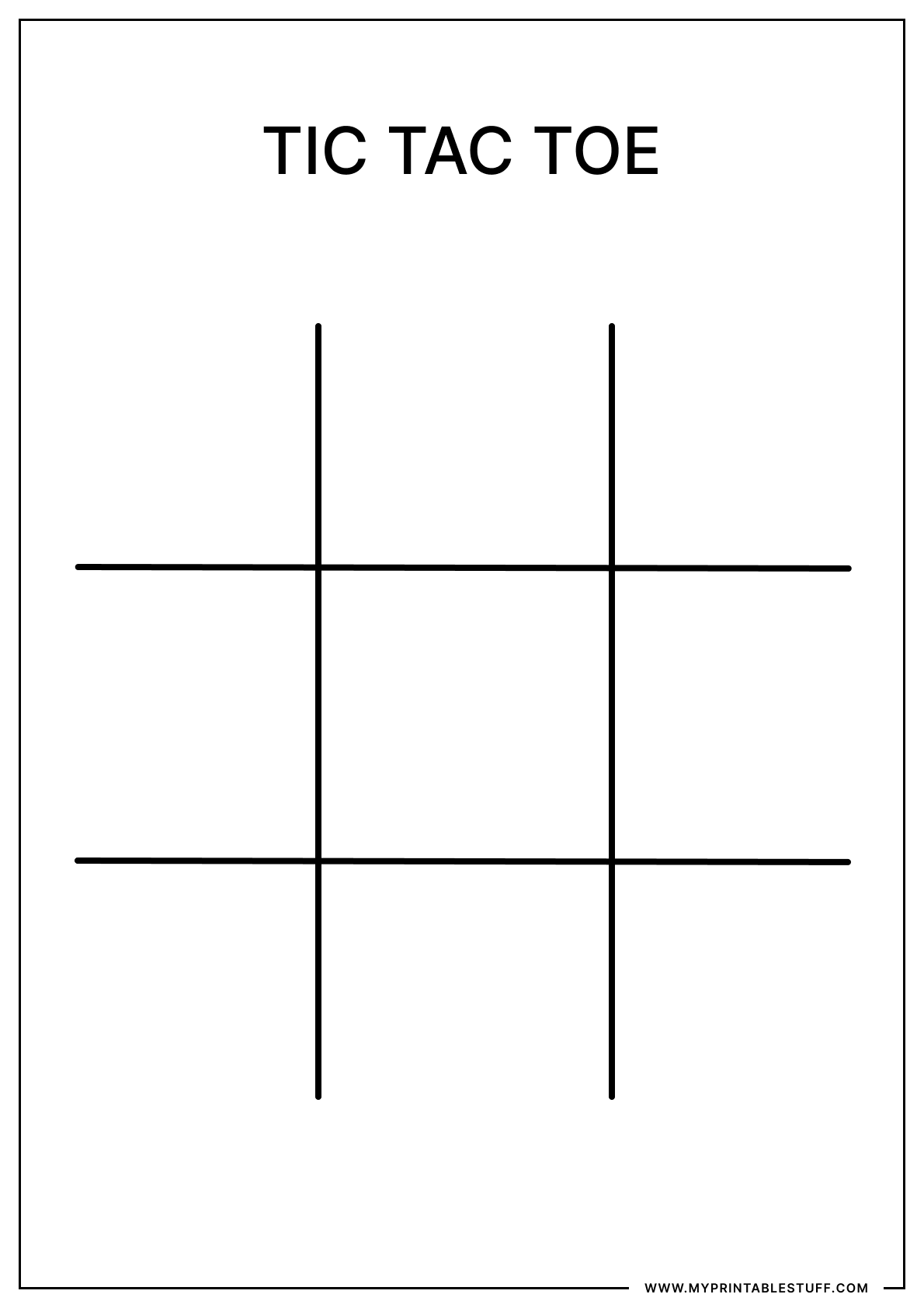 Printable Tic Tac Toe Portrait
