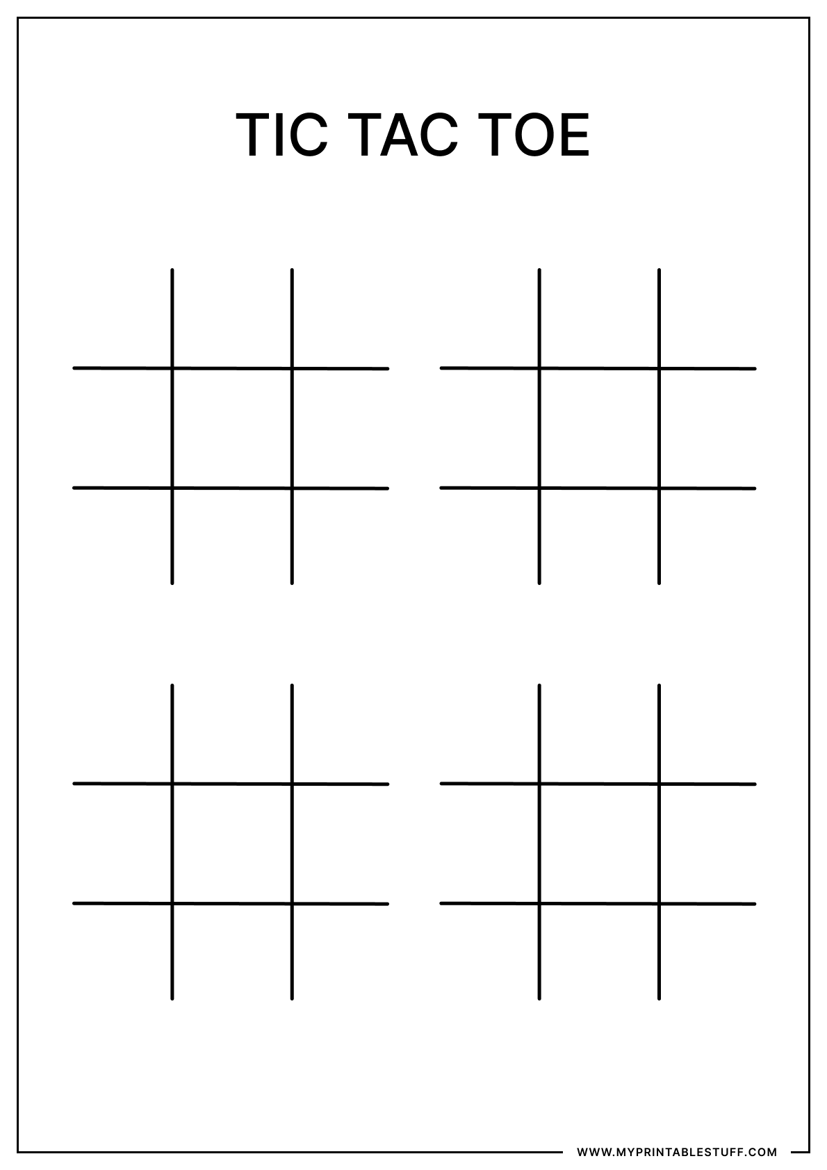 Printable Tic Tac Toe Quad Grid Portrait