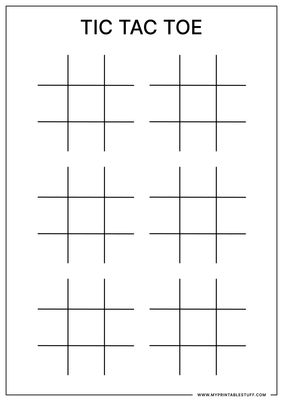 Printable Tic Tac Toe Two X Three Grid Portrait