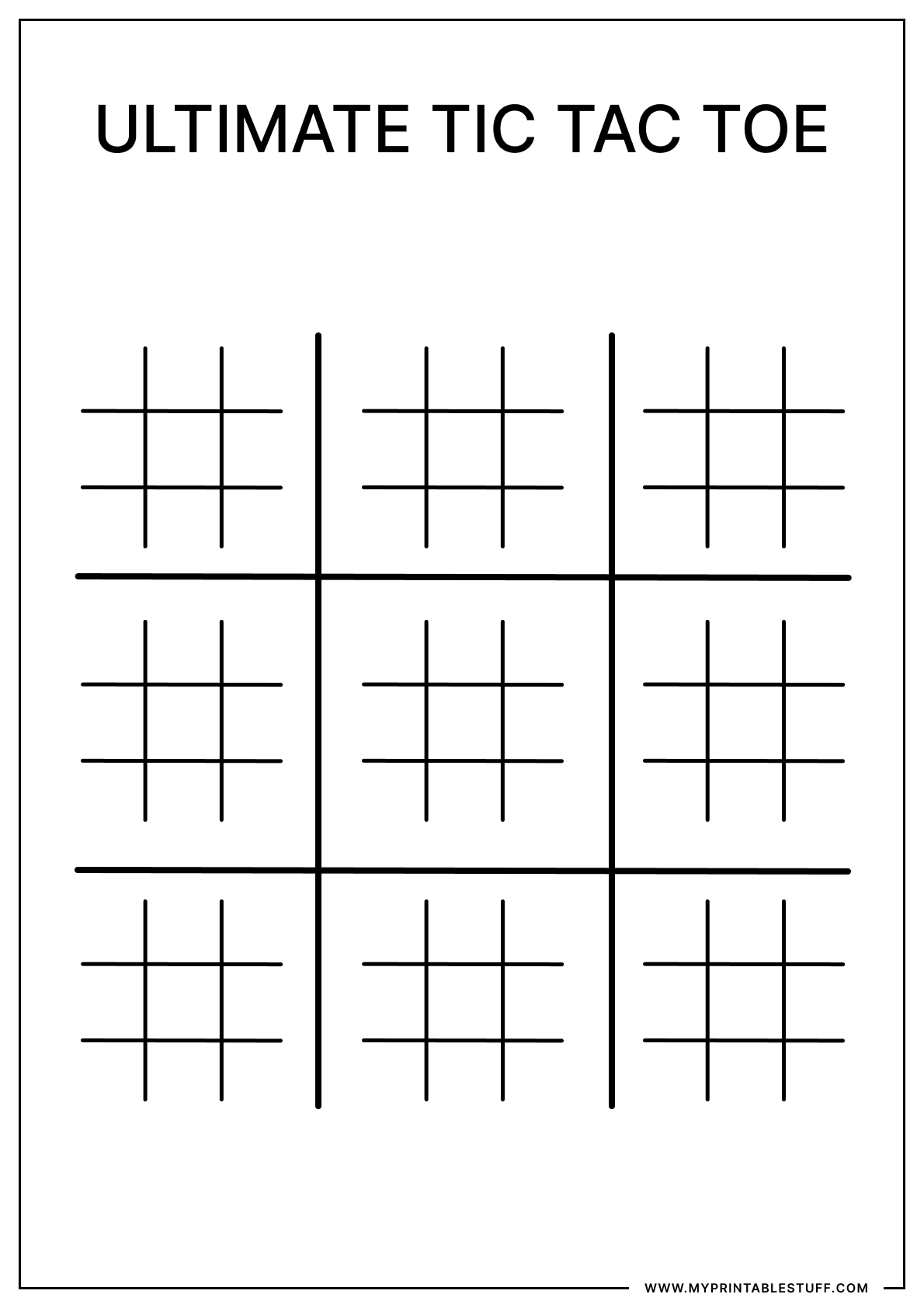 Printable Ultimate Tic Tac Toe Portrait