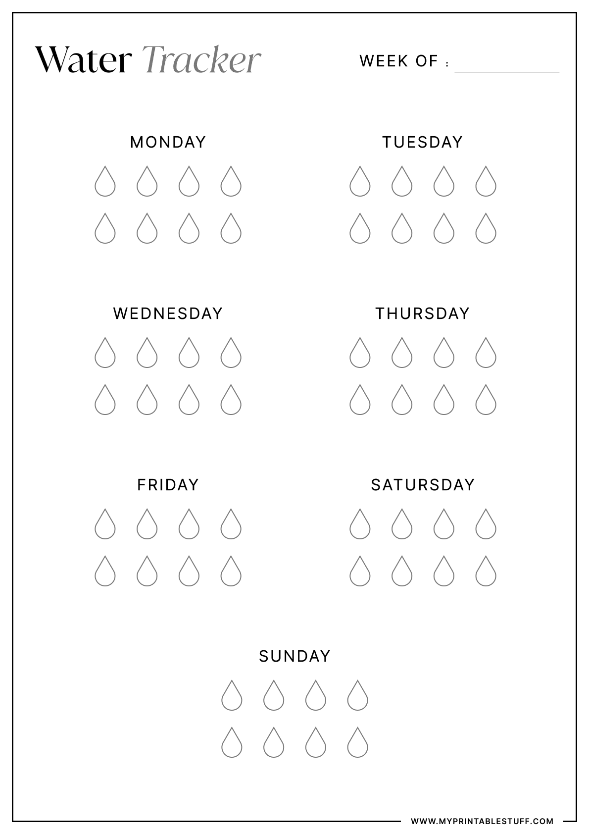 Free Printable Water Tracker Templates (Modern, Aesthetic, PDF ...