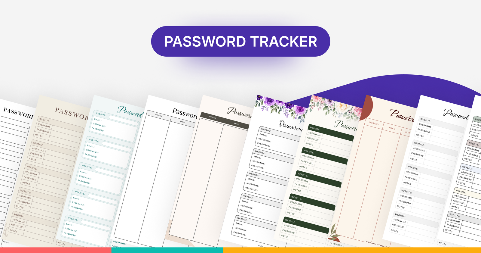 Free Printable Password Tracker Templates (Modern, Aesthetic, PDF ...