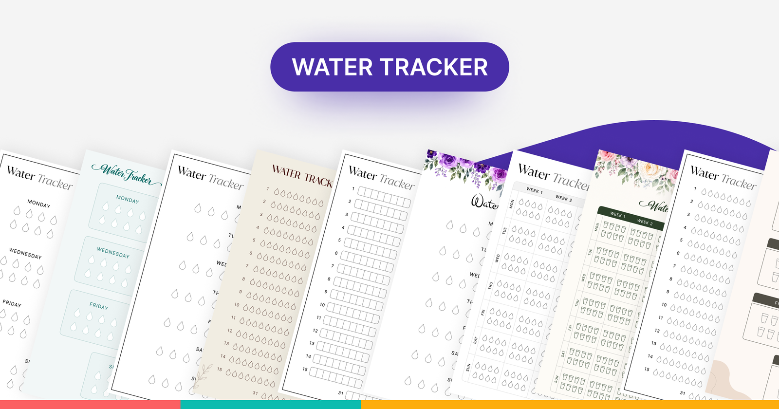 Free Printable Water Tracker Templates (Modern, Aesthetic, PDF ...